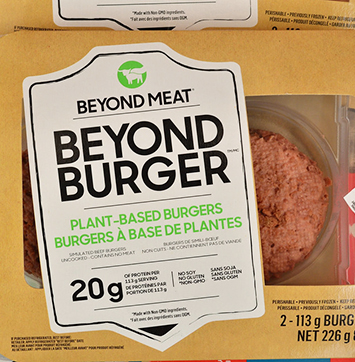 Streetwise IR business news on Beyond Meat (image of Beyond Burger packaging).