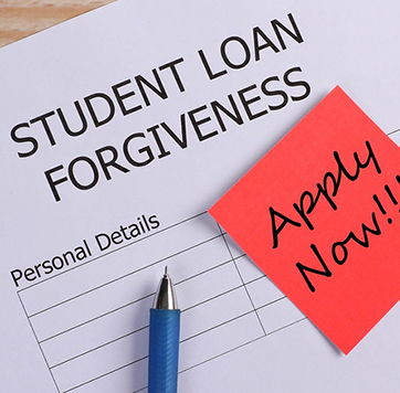 Streetwise IR business news on student loan forgiveness (image of Apply Now form).