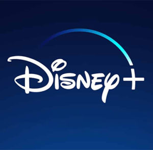 Image of Disney+ logo on blue background.