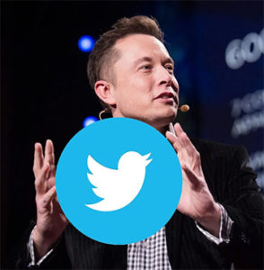 Image of Elon Musk and Twitter logo.