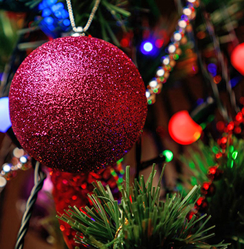Close up image of Christmas tree decoration.