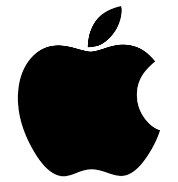 Image of black Apple logo on white background.