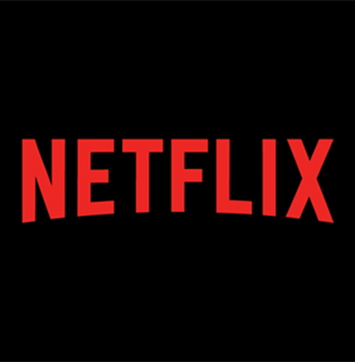 Image of Netflix logo on black background.