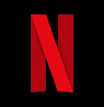 Image of Netflix "N" logo on black background.