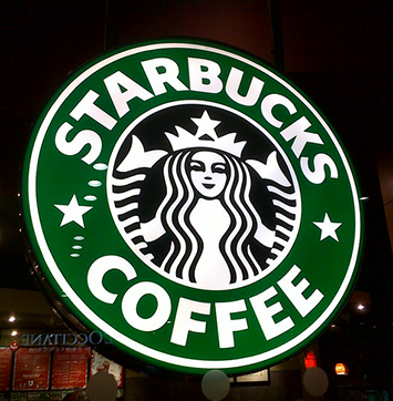 Image of Starbucks Coffee outdoor sign.