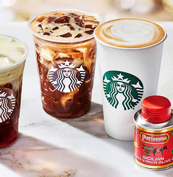 Image of new Starbucks drinks made with olive oil.