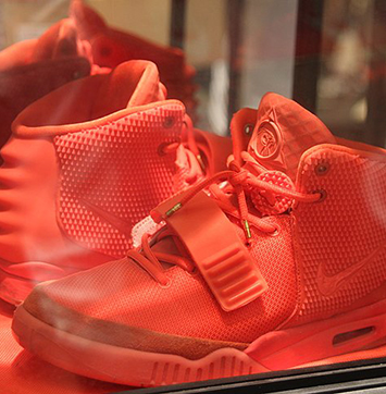 Image of Adidas Yeezy Red Octobers sneakers.