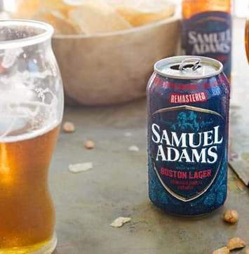 Image of can and glass of Samuel Adams Remastered Boston Lager.
