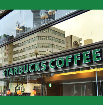 Image of Starbucks exterior signage.
