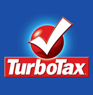 Image of TurboTax logo on blue background.