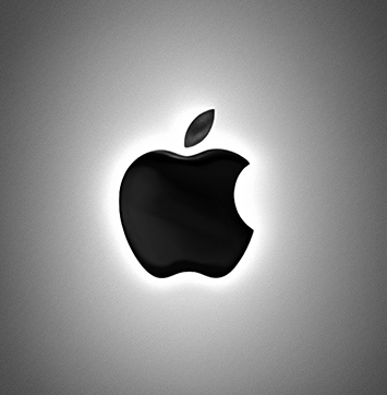 Graphic representation of Apple logo in grey background.