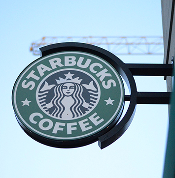 Image of exterior Starbucks Coffee signage.