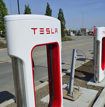 Image of Tesla charging station.