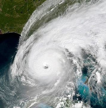 Satellite image of hurricane Ian in 2022 over state of Florida.