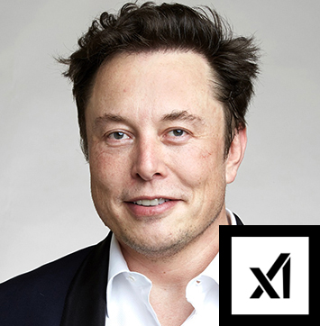 Image of Elon Musk and xAI logo.