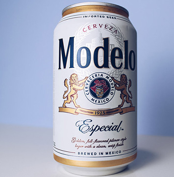 Photo of Modelo beer can.