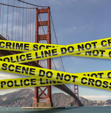 Image of San Francisco bridge with crime scene tape.